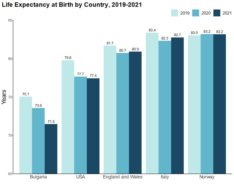 Impact of the COVID-19 pandemic on life expectancy in different countries studied.