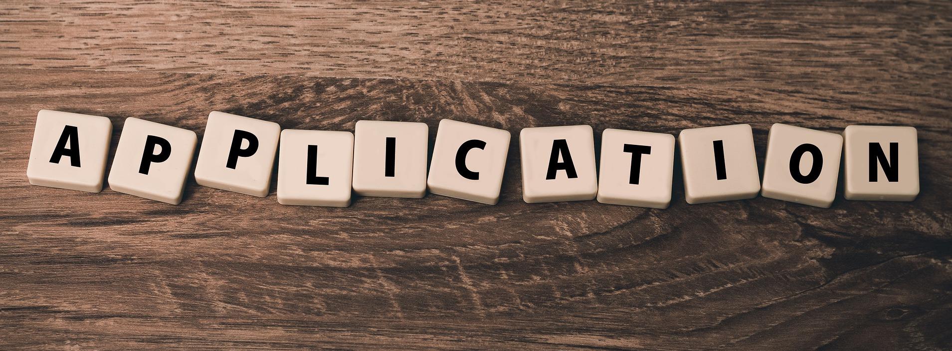 Application spelt in scrabble pieces