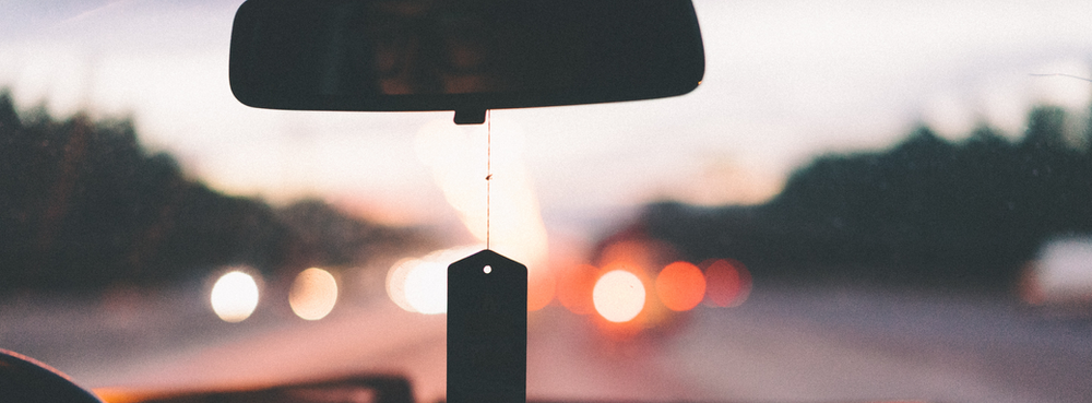 Inside a driving car