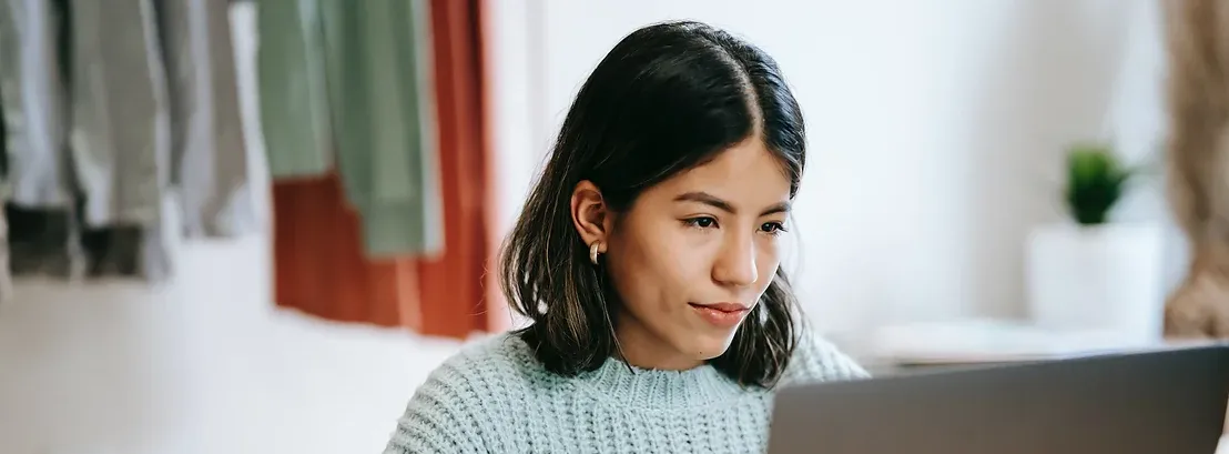 Woman working on laptop