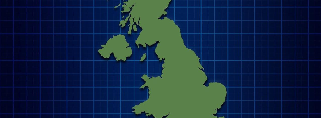 Map of UK with gridlines behind it