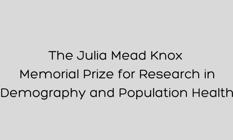 Image of Julia Mead Knox on a grey background with text: The Julia Mead Knox Memorial Prize for Research in Demography and Population Health